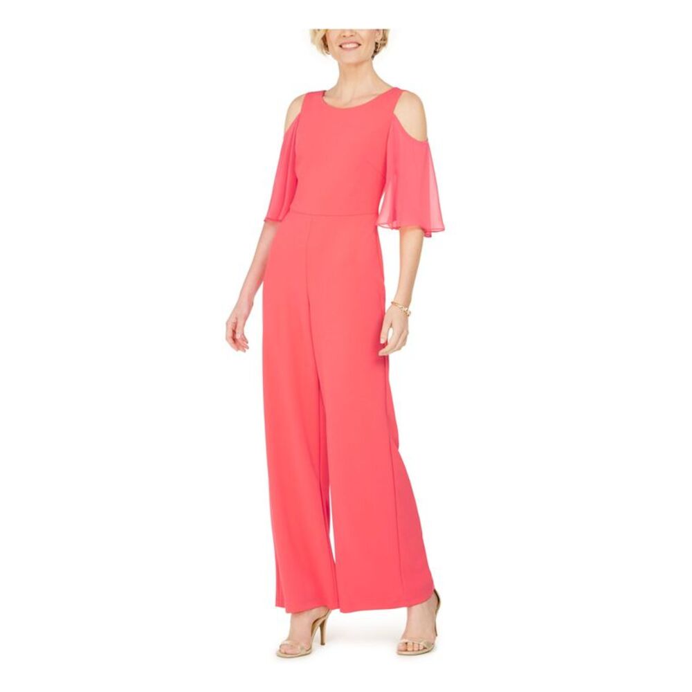 CONNECTED APPAREL Womens Coral Bell Sleeve Evening Wide Leg Jumpsuit 6